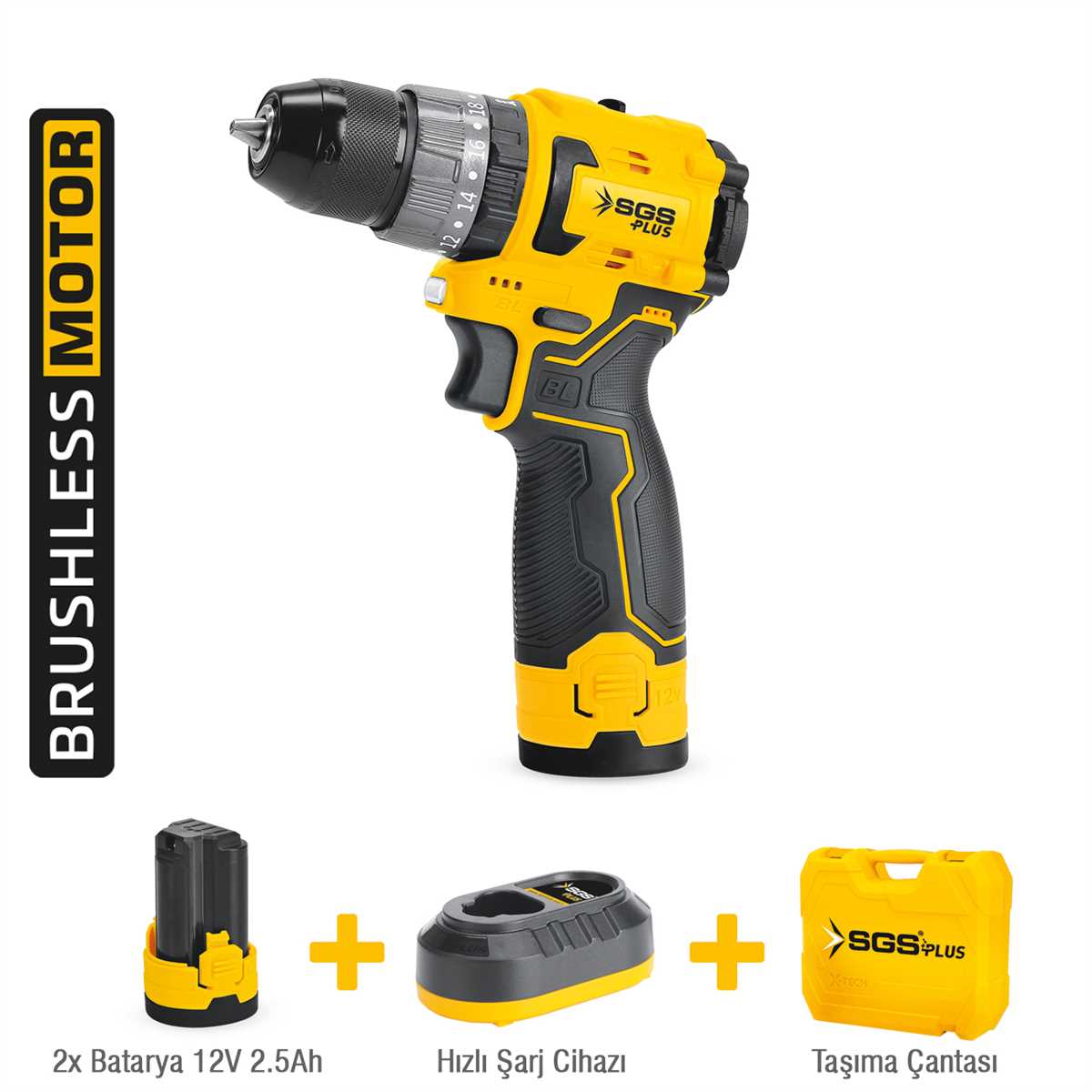 AKÜLÜ DARBELİ VİDALAMA SETİ 12 VOLT (2*2.5 Ah) (KÖMÜRSÜZ MOTOR) 1