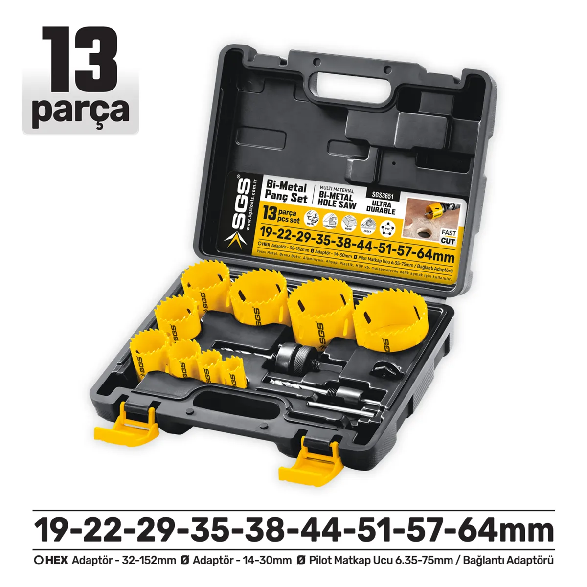 Bi-Metal Hole Saw Set 13  Pcs			 1