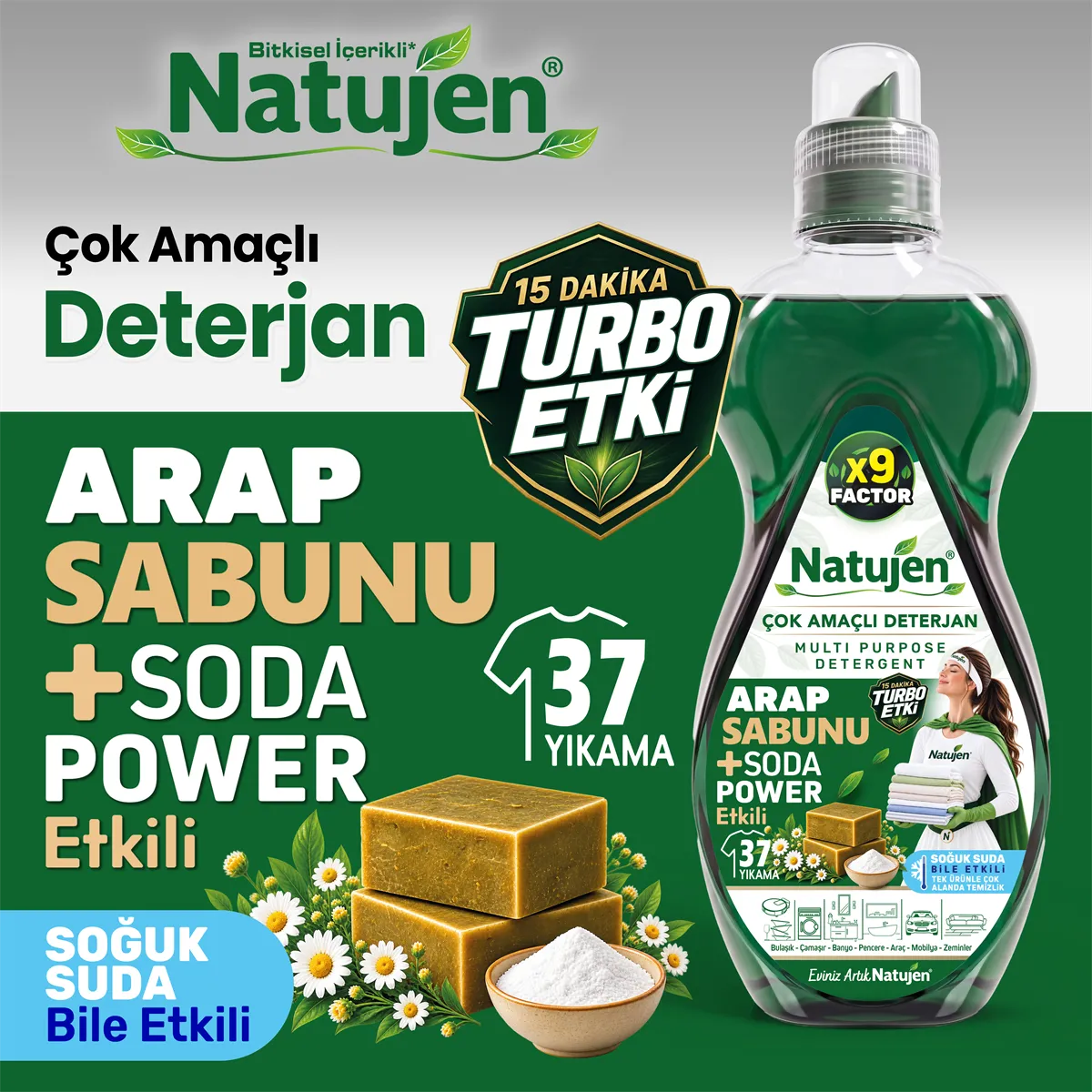 NATUJEN ÇOK AMAÇLI DETERJAN ARAP SABUNU SODA 1500 ML 1