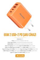 Azeada  AZ-A19  65W Sarj Cihazi Turuncu - 9