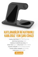 Azeada  PD-W8 Wireless Magsafe 3in 1 15 Watt Sarj Cihazi Siyah - 4