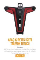 Azeada PD-C01 Peteğe takmalı  Telefon Tutucu Siyah+Kırmızı - 9