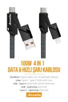 Azeada  PD-B96th 1.5mt 4 Lü Data Kablosu Siyah - 5