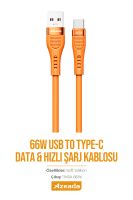 Azeada Type C AZ-B02a 1.3mt Sarj Kablosu Turuncu - 9
