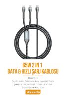 Azeada  AZ-B03th 2in1 Sarj Kablosu Siyah - 5