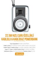 Azeada AZ-P13 22,5W 10000mAh Power Bank Dahili Kablolu Gümüş - 5