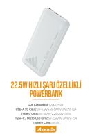 Azeada AZ-P06 22,5W 10000mAh Power Bank Beyaz - 9