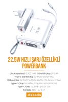 Azeada AZ-P110 22,5W 15000mAh Power Bank Dahili Kablolu Beyaz - 5