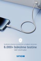 Simex USB to Lightning SPK-10 Monde 1mt 12W Data Kablosu Gri - 4