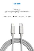 Simex Type-C to Lightning SPK-10 Monde 1mt 30W Data Kablosu Gri - 3