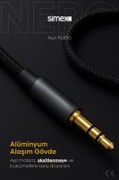 Simex Type C DAC SA-02 Nero Kumaş AUX Kablosu Siyah - 5