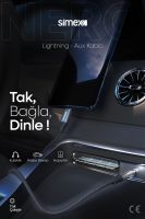 Simex Lightning SA-02 Nero Kumaş AUX Kablosu Siyah - 3