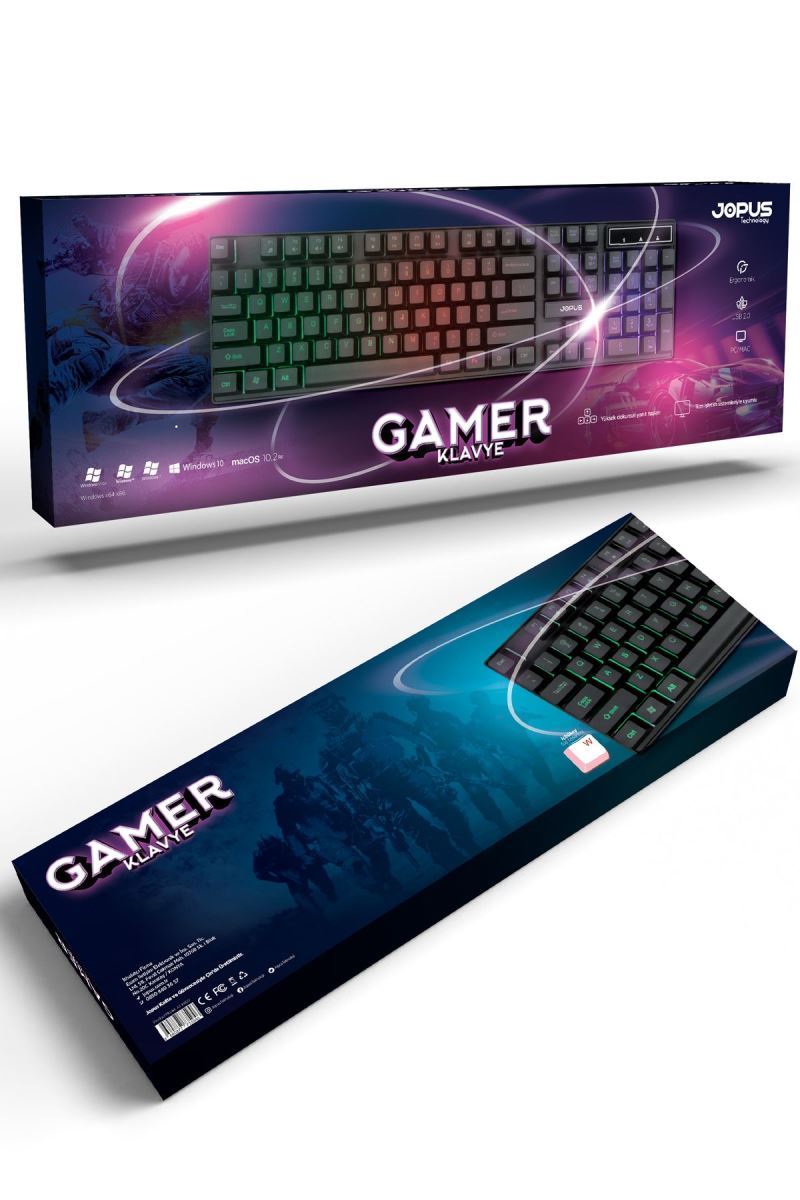 Jopus JO-KB02 Universal Gamer Işıklı  Klavye Siyah - 1