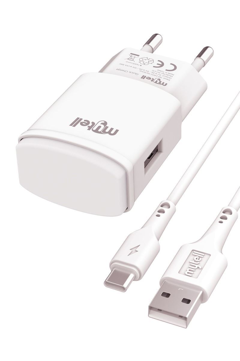 Mytell  Type C MY-C12 2in1 Qc 18W  Sarj Seti Beyaz - 1