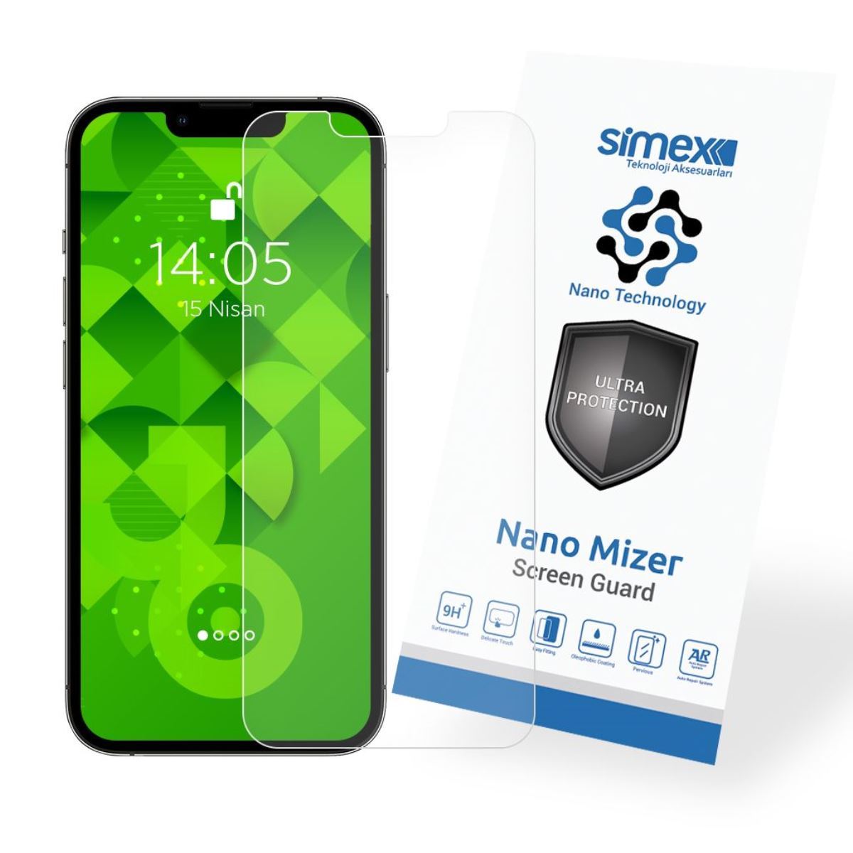 Simex iPhone 13 Pro Max CEK-110 Nano Mizer   Ekran Koruyucu Seffaf - 1