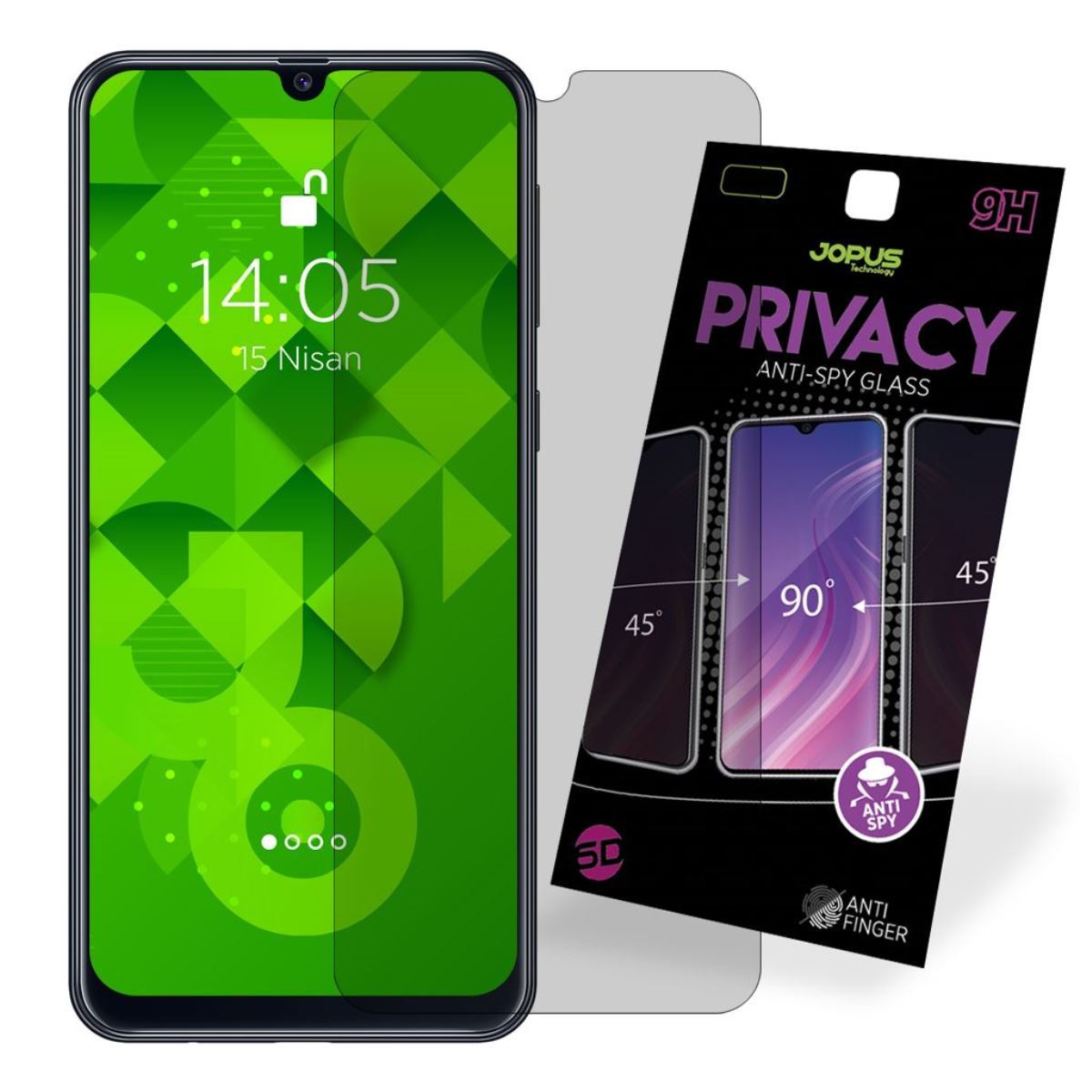 Jopus Samsung M21 CEK-126 Privacy   Cam Ekran Koruyucu Siyah - 1