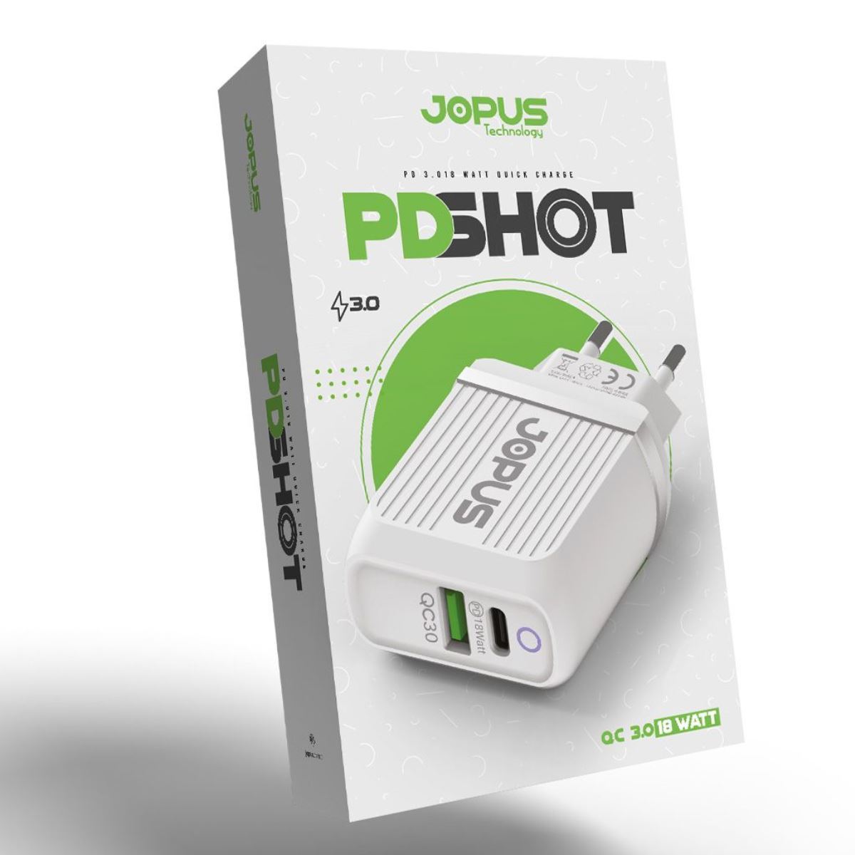 Jopus Universal JO-PD01 Pdshot JO-PD01 Pdshot Pd / Qc 18W Wall Charger Beyaz - 1