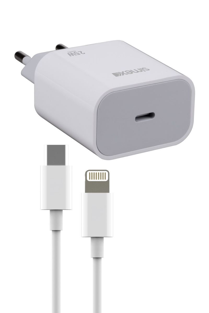 Simex iPhone Lightning SPS-11 Felione Pd / 25W Sarj Seti Beyaz - 1