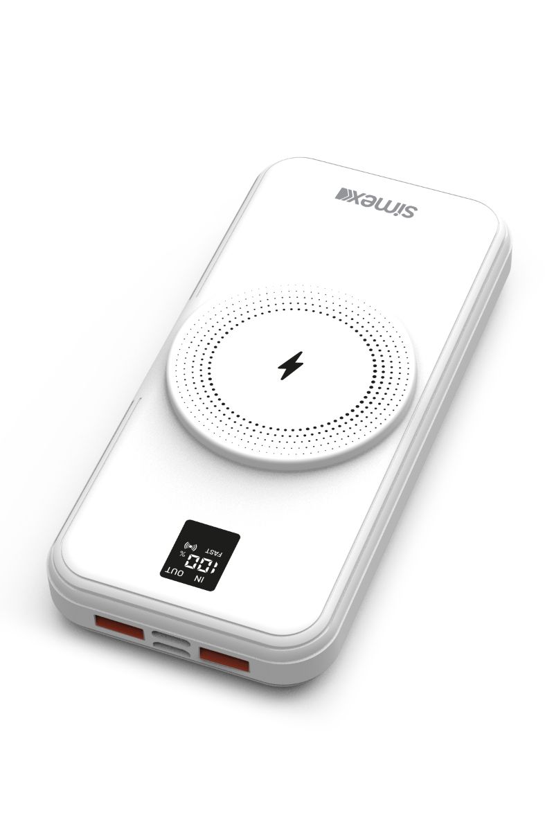 Simex S-33 W-Power 22,5W 10000mAh Power Bank Dahili Kablolu Beyaz - 1