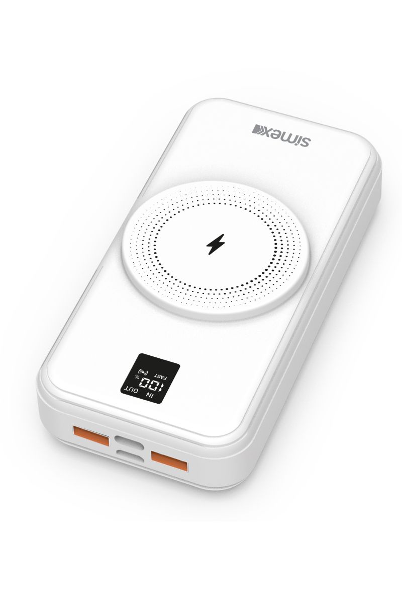 Simex S-34 W-Power 22,5W 20000mAh Power Bank Dahili Kablolu Beyaz - 1