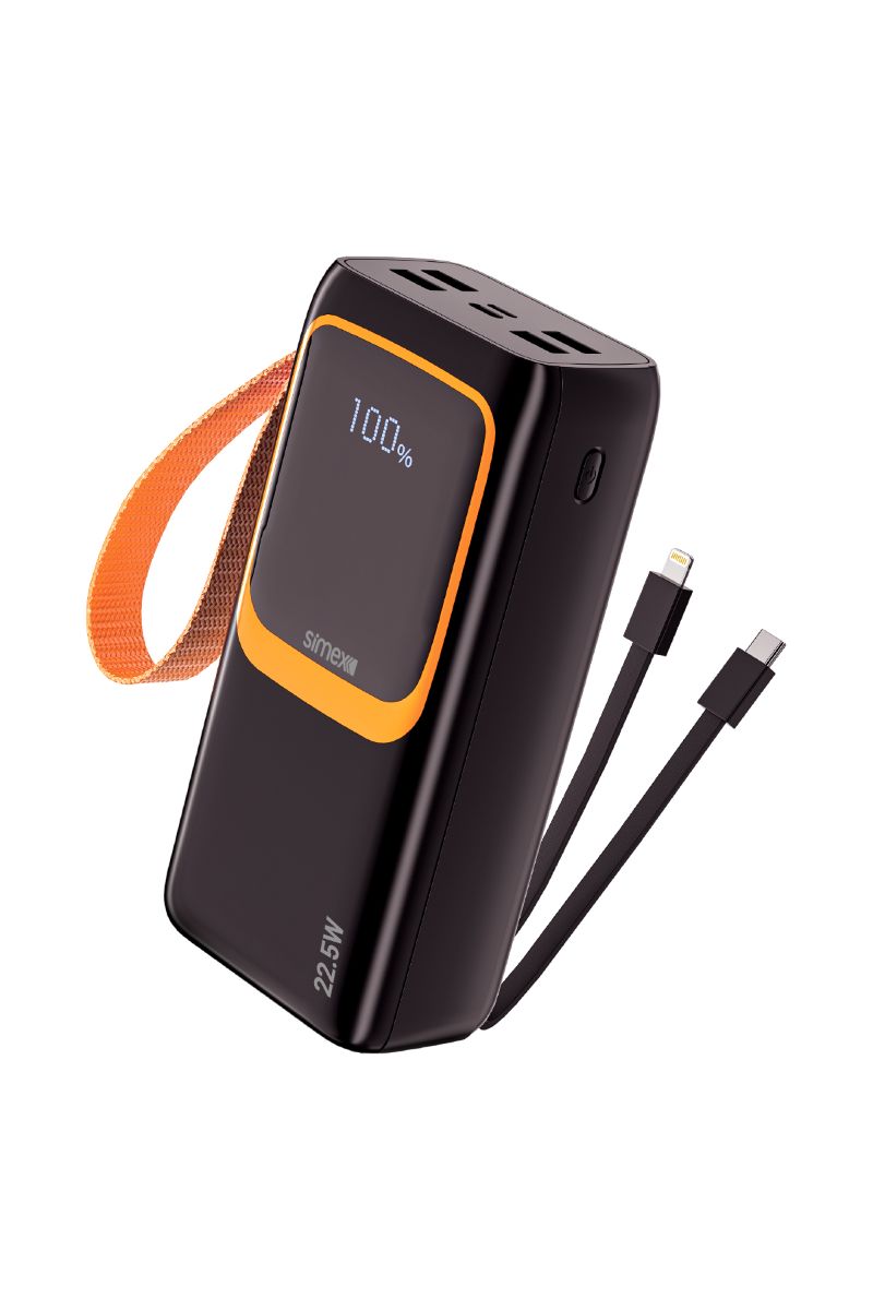 Simex S-36 Giant 22,5W/PD 30000mAh Power Bank Dahili Kablolu Siyah - 1