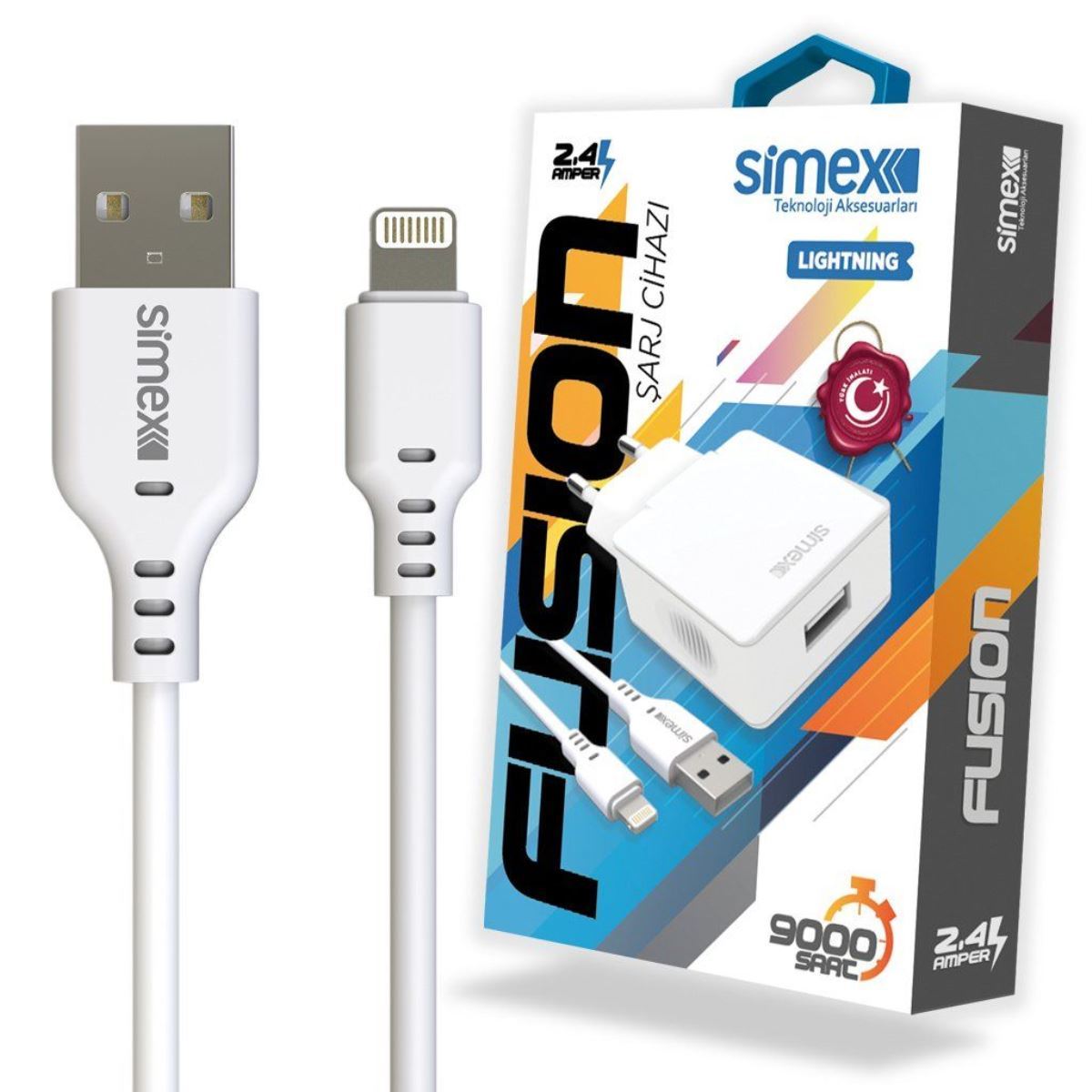 Simex iPhone Lightning SPS-01 Fusion SPS-01 Fusion 2in1 2400 mAh Charging Set Beyaz - 1