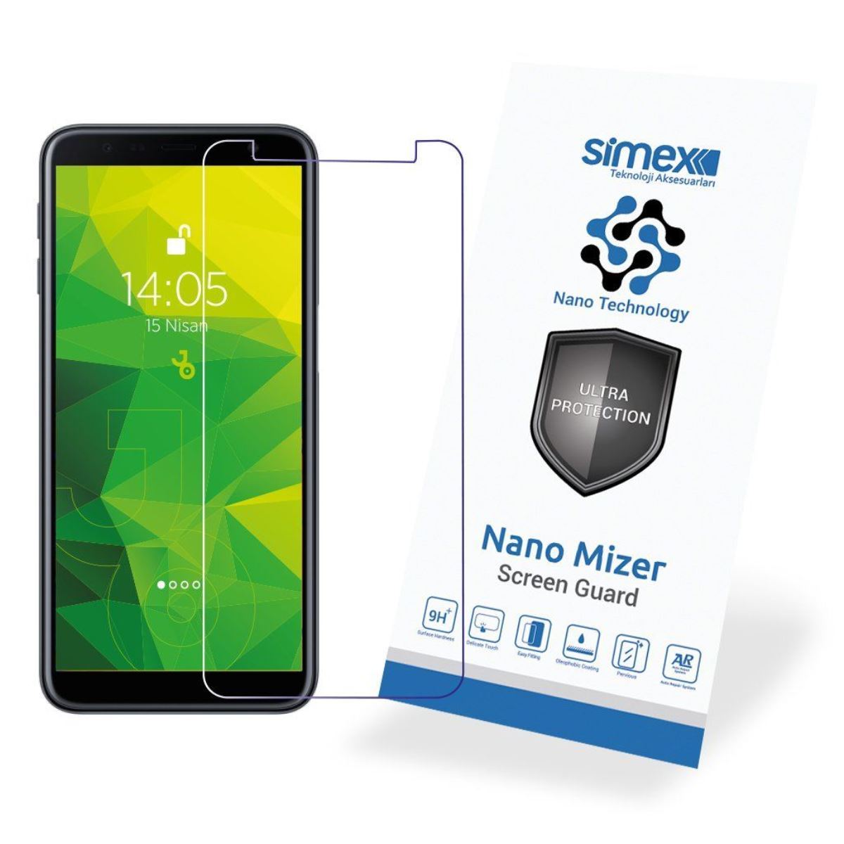 Simex Samsung J6 Prime / J6 Plus CEK-110 Nano Mizer   Ekran Koruyucu Seffaf - 1