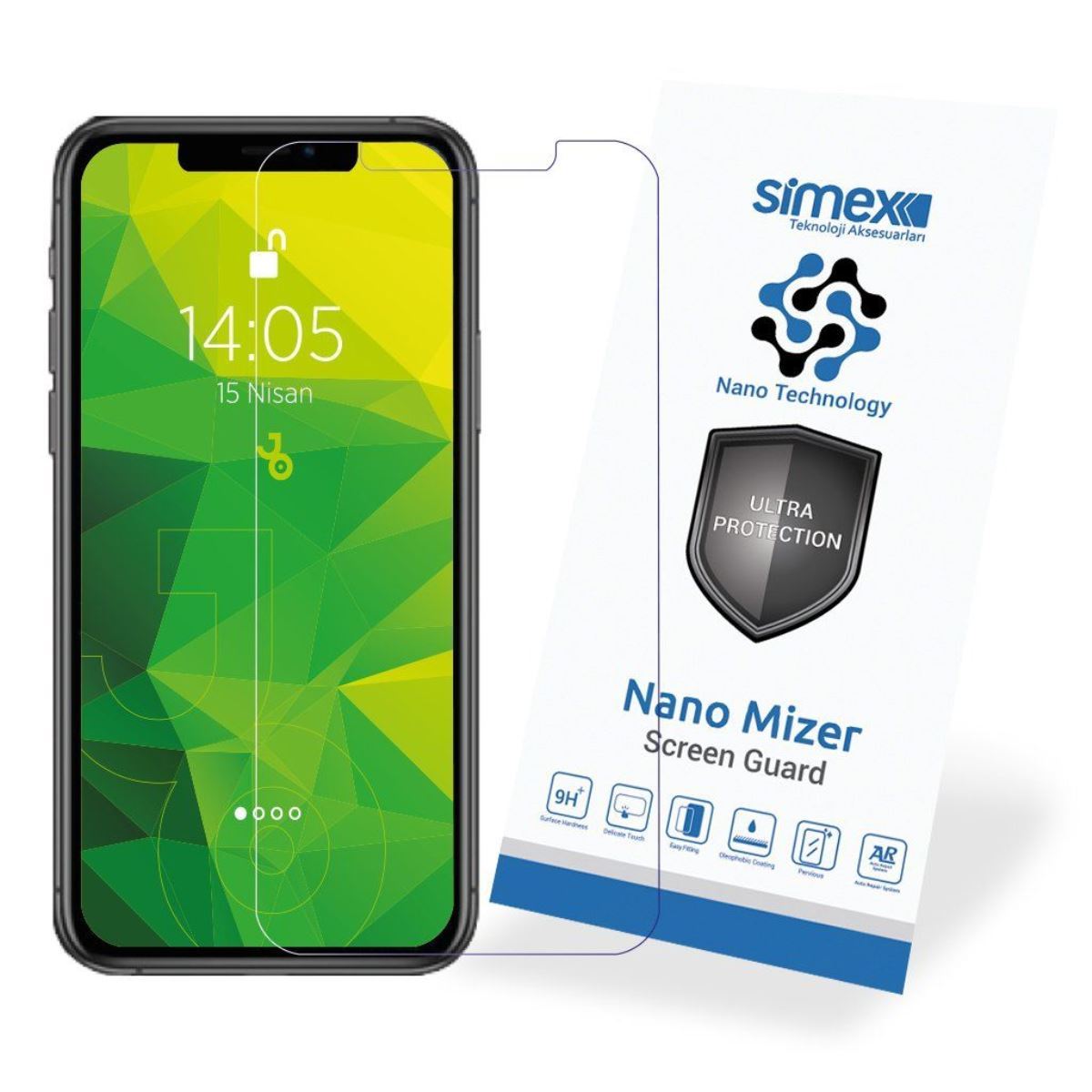 Simex iPhone 11 Pro / XS CEK-110 Nano Mizer   Ekran Koruyucu Seffaf - 1