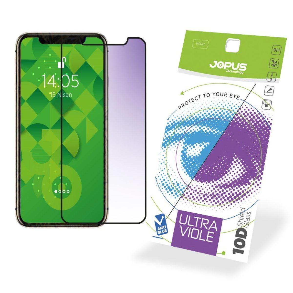 Jopus iPhone XS CEK-122 Ultra Viole 10D Screen Protector Siyah - 1