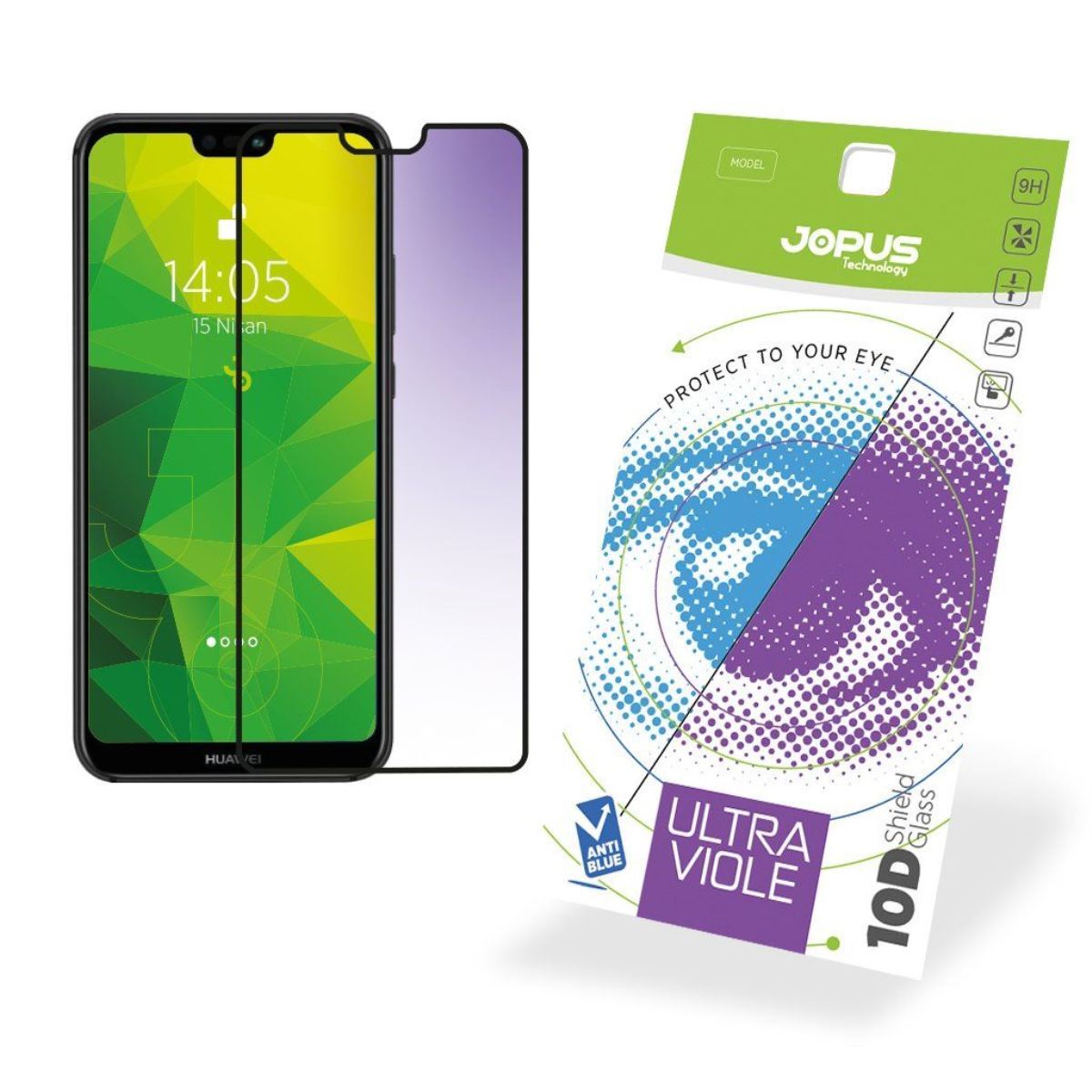 Jopus Huawei P20 Lite CEK-122 Ultra Viole 10D Screen Protector Siyah - 1
