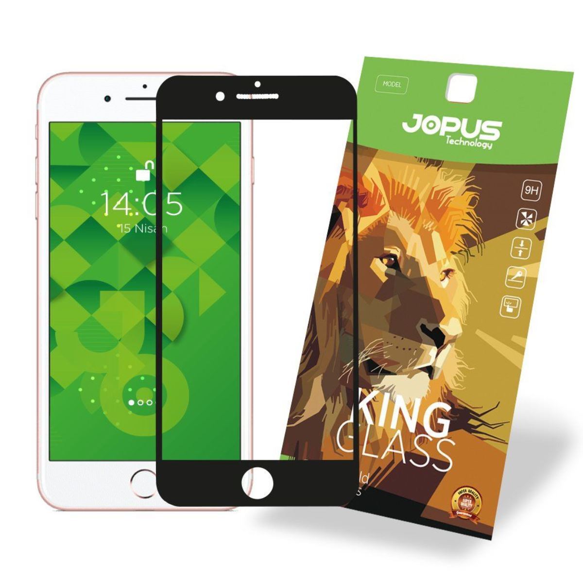 Jopus iPhone 7 Plus / 8 Plus CEK-124 King 6D  Cam Ekran Koruyucu Siyah - 1