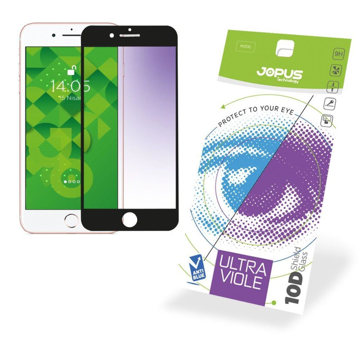 Jopus iPhone 7 Plus CEK-122 Ultra Viole 10D Screen Protector Siyah - 1