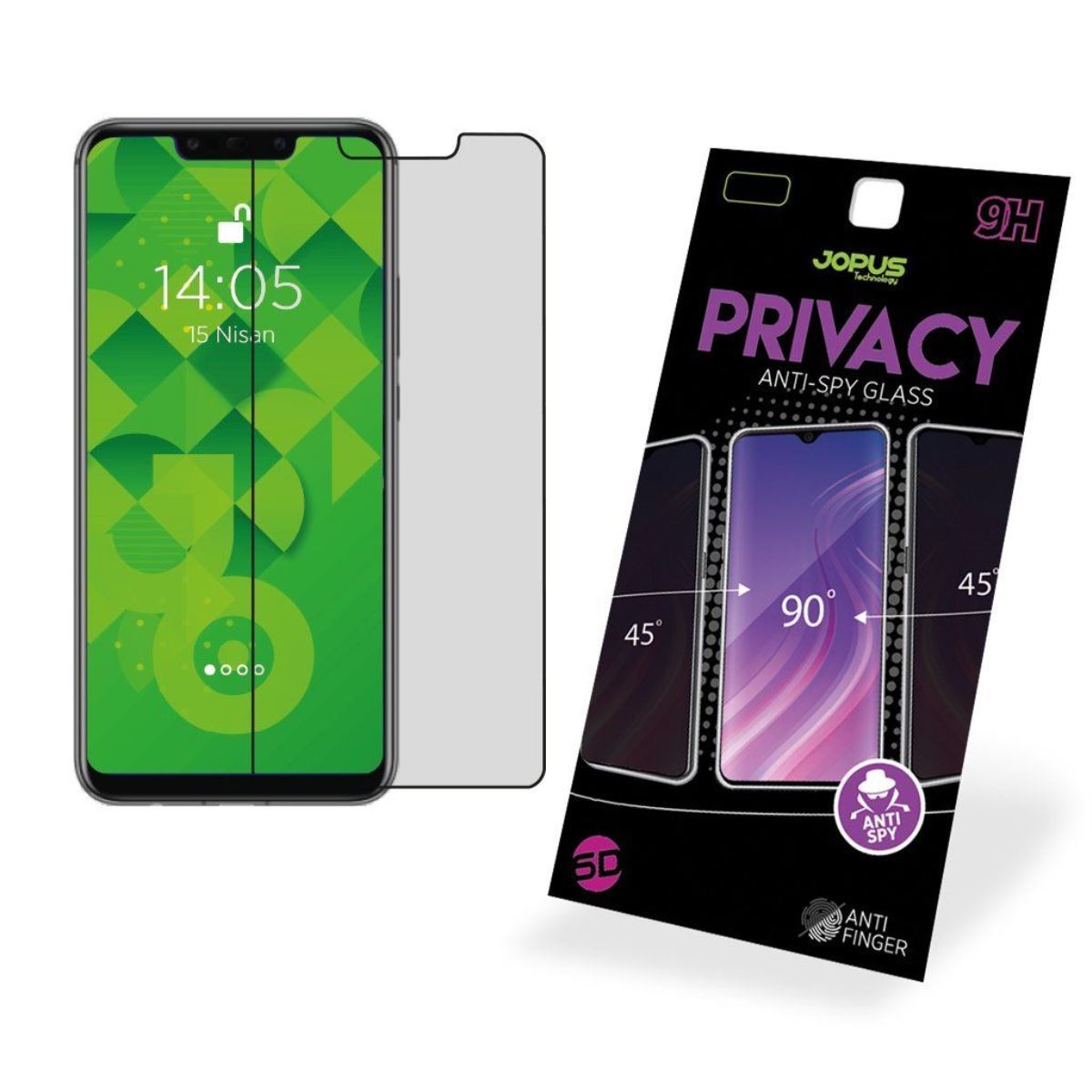 Jopus Huawei Mate 20 Lite CEK-126 Privacy Screen Protector Siyah - 1