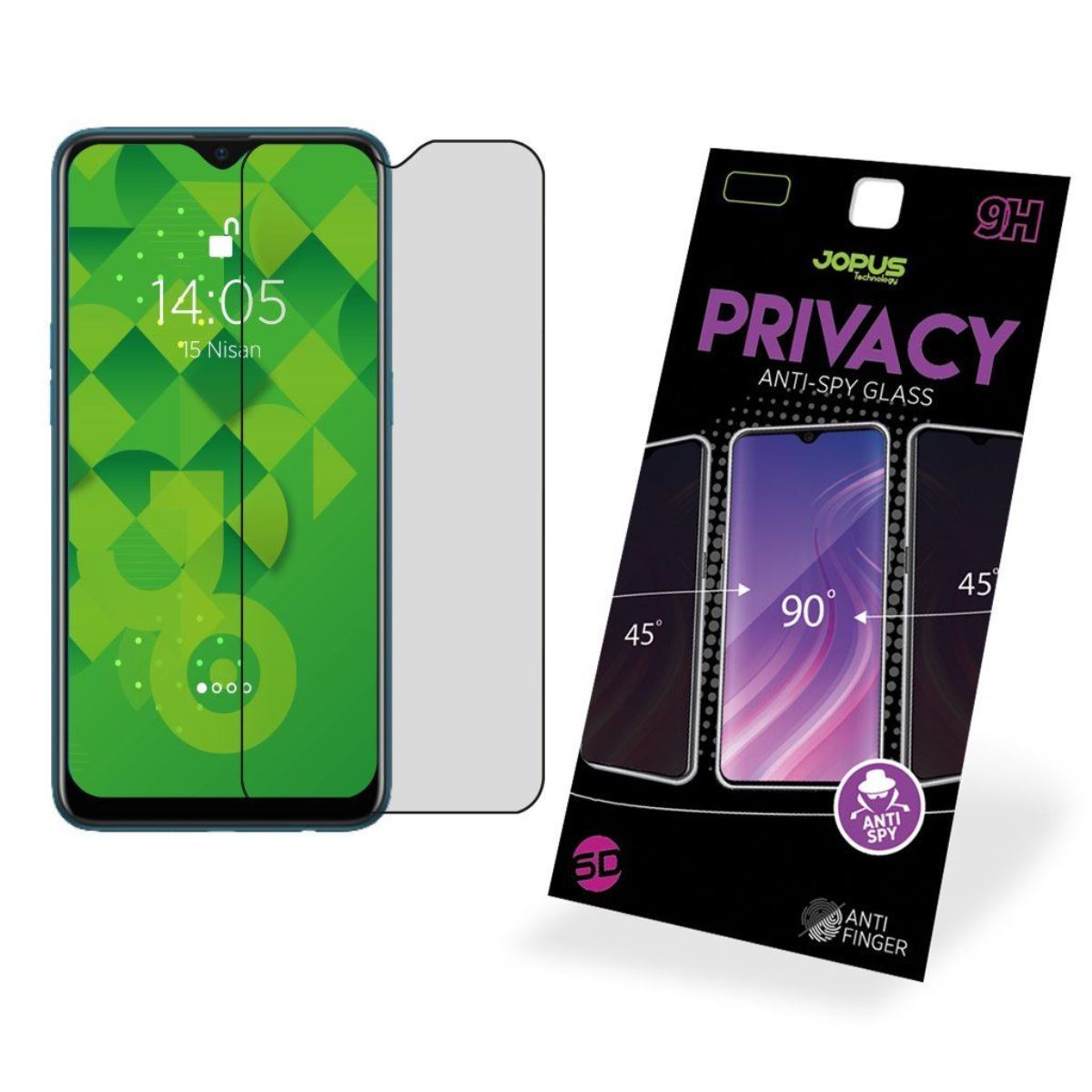 Jopus Oppo AX7 CEK-126 Privacy Screen Protector Siyah - 1