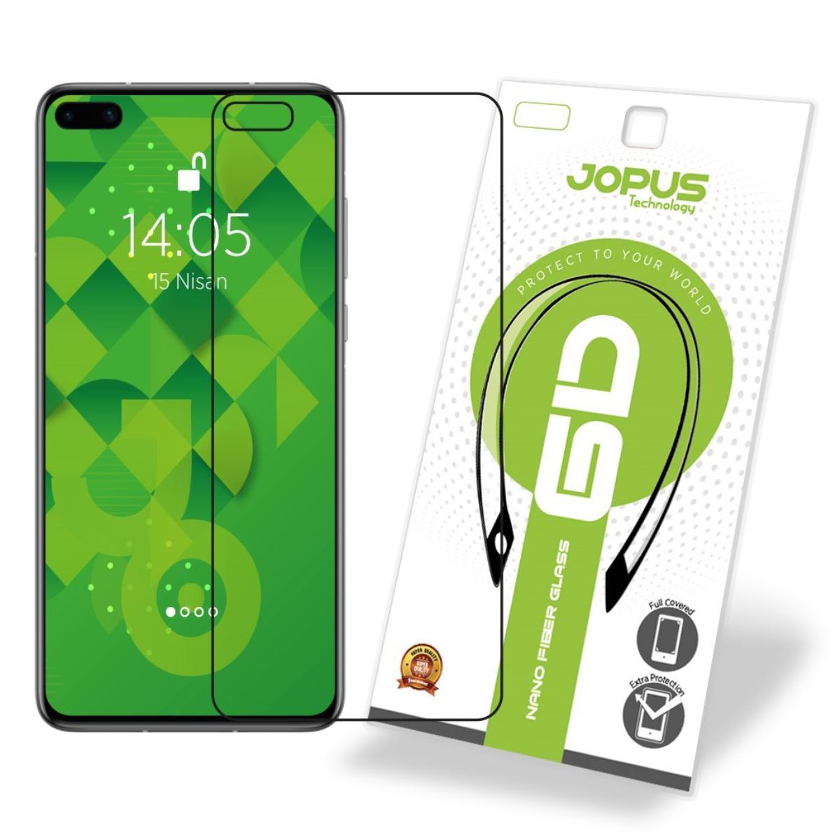 Jopus Huawei P40 CEK-121 Nano Fiber 6D  Ekran Koruyucu Siyah - 1