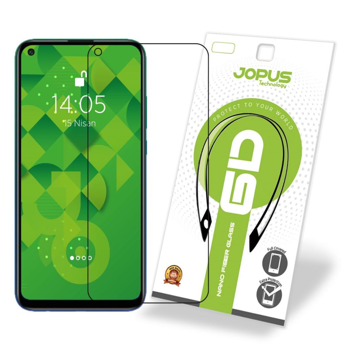 Jopus Huawei P40 Lite E CEK-121 Nano Fiber 6D  Ekran Koruyucu Siyah - 1