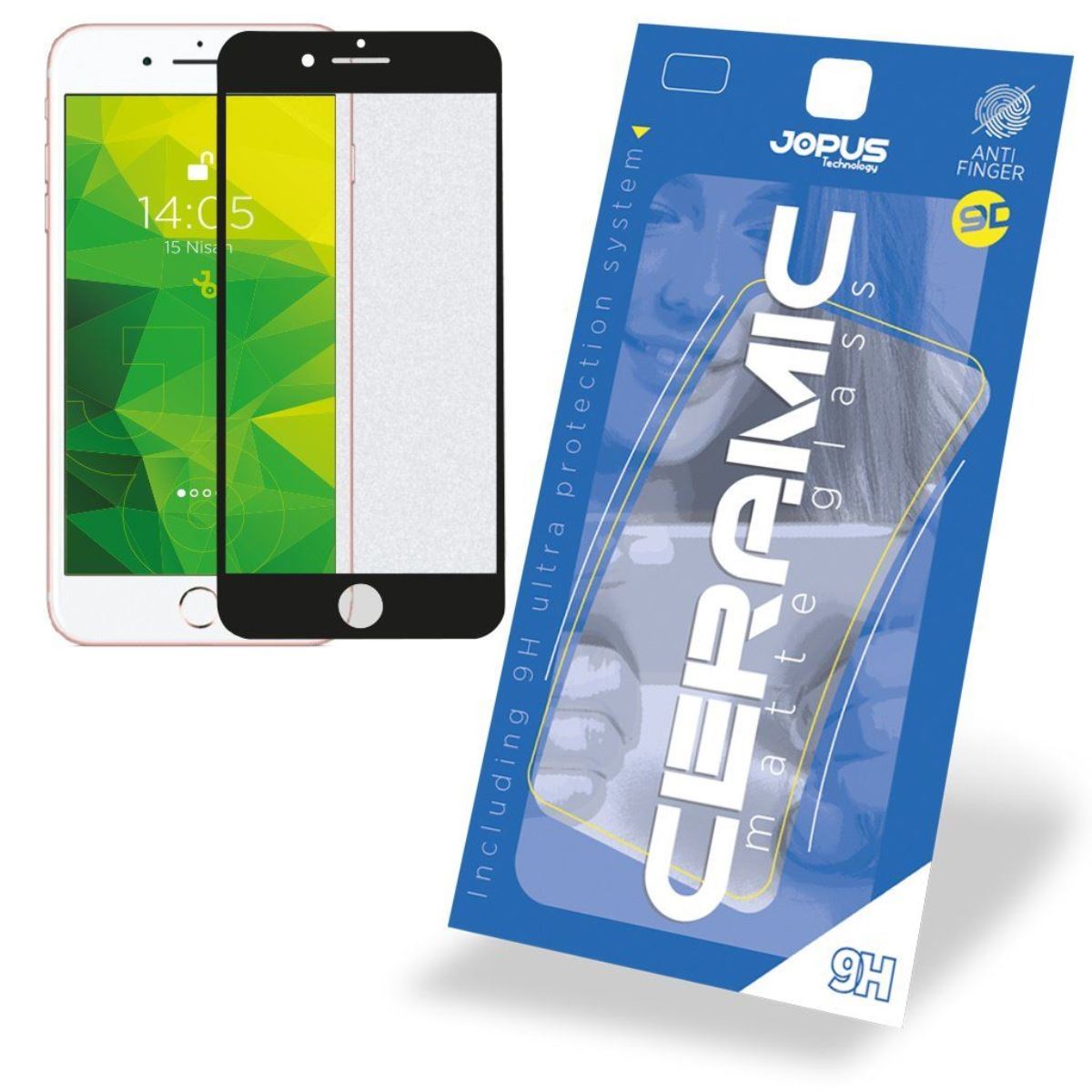 Jopus iPhone 7 Plus / 8 Plus Cek-128 Ceramic Matte Screen Protector Siyah - 1