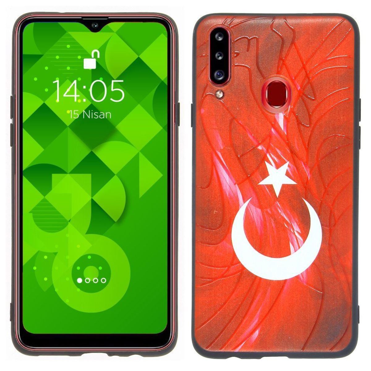 Jopus Samsung A20s JS-242 Flag   Silikon Kilif Kirmizi - 1