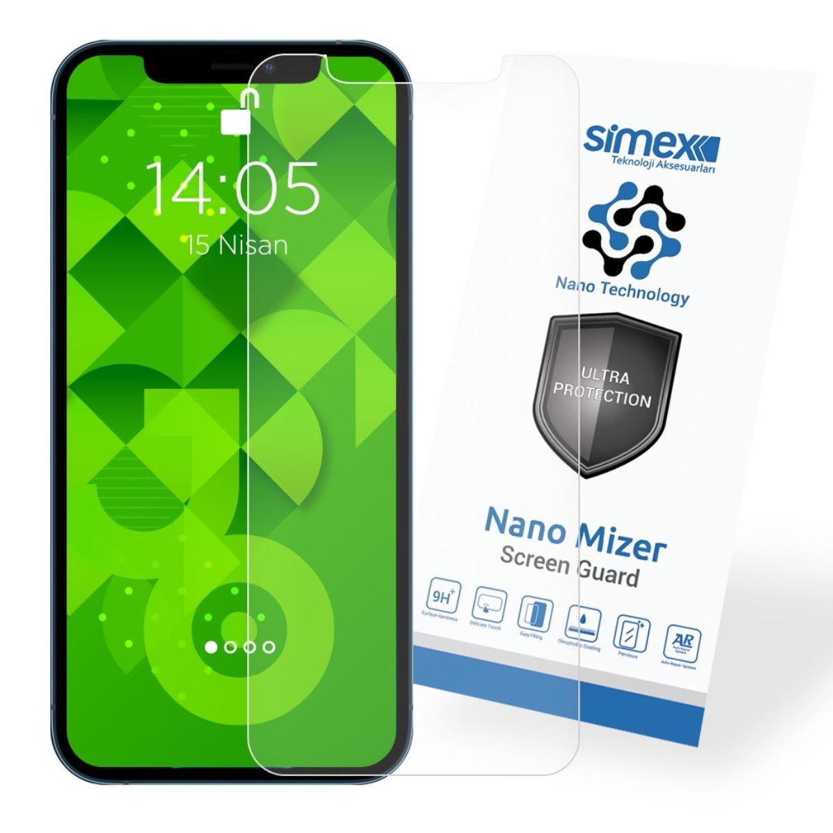 Simex iPhone 12 / 12 Pro CEK-110 Nano Mizer Screen Protector Seffaf - 1