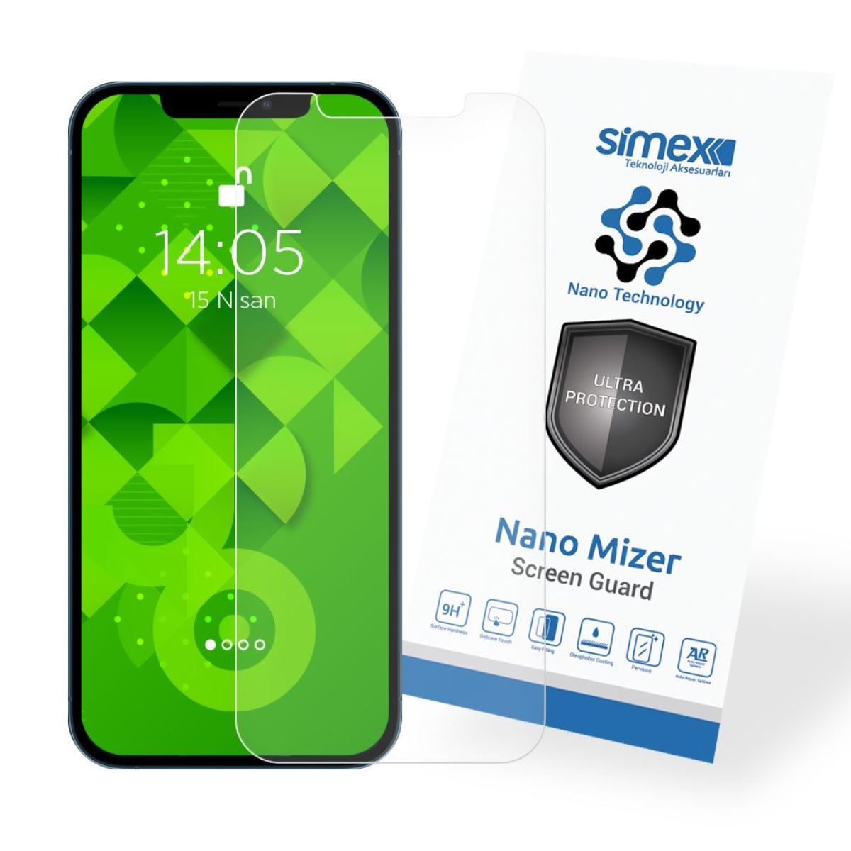 Simex iPhone 12 Pro Max CEK-110 Nano Mizer   Ekran Koruyucu Seffaf - 1