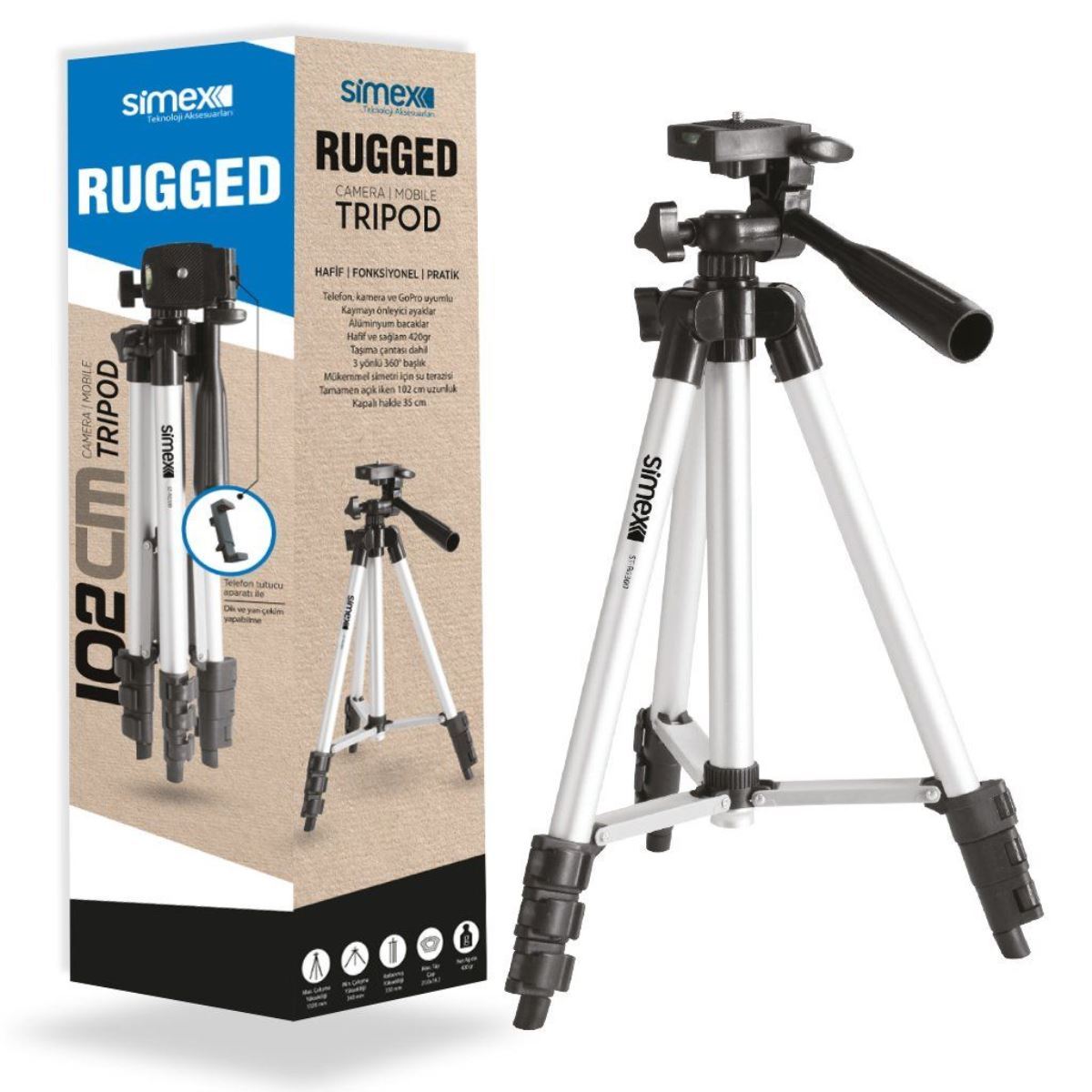 Simex ST-RG300 Rugged   102cm  Tripod Siyah - 1