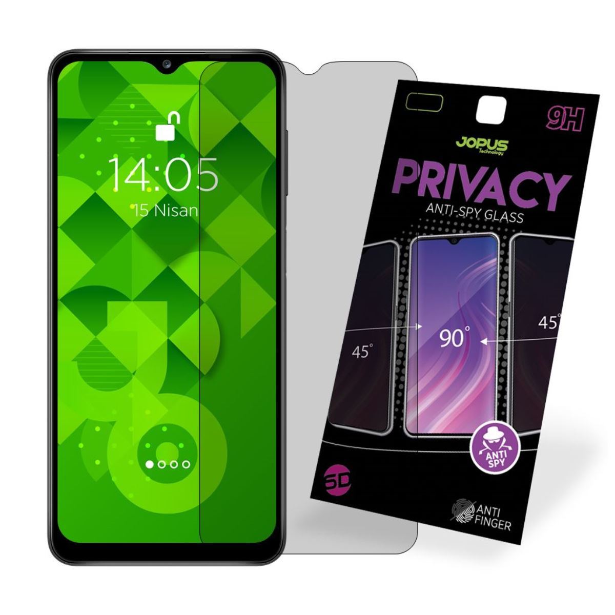 Jopus Samsung A12 CEK-126 Privacy   Cam Ekran Koruyucu Siyah - 1