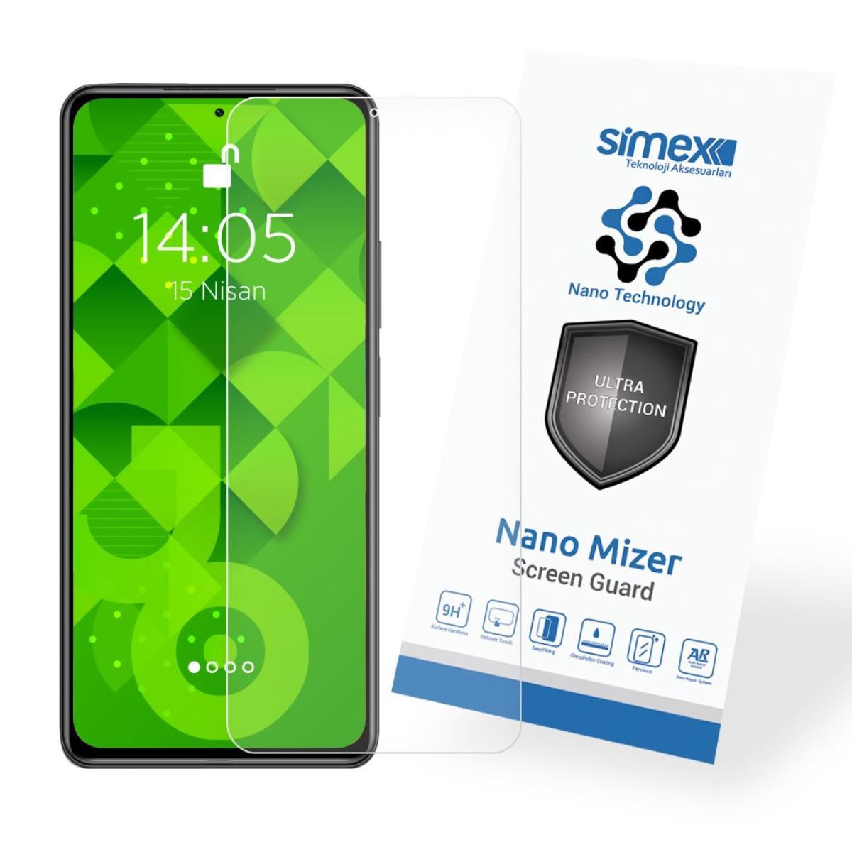 Simex Xiaomi Poco F3 CEK-110 Nano Mizer   Ekran Koruyucu Seffaf - 1