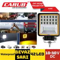 ÇALISMA LAMBASI KARE 42 LED SARI-BEYAZ ÇAKARLI 1