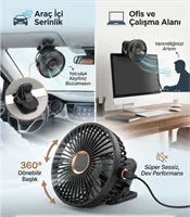 VANTiLATÖR 12V USB VE ÇAKMAKLI 6''  MANDALLI 1