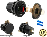 ÇAKMAK SOKETi MARiNE 2 USB Li 2PD+VOLTMETRE 9-30 VOLT 1