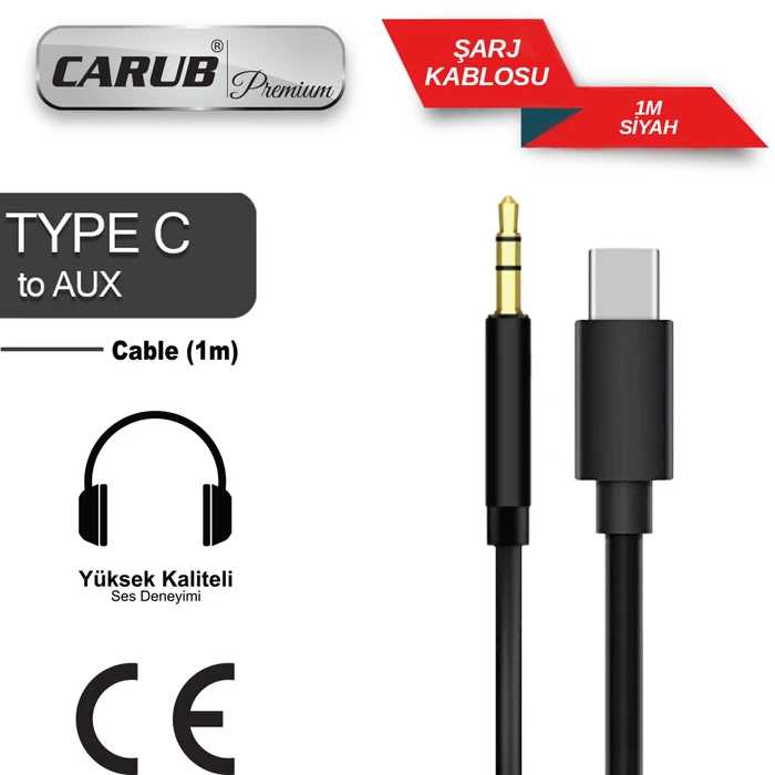 AUX KABLOSU TYPE C   1 MT SiYAH 1