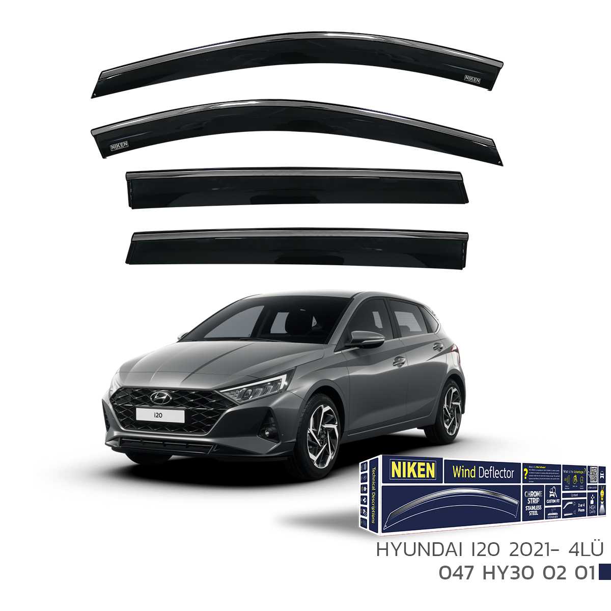 HYUNDAI I20 2021- KROMLU CAM RÜZGARLIGI 4LÜ 1