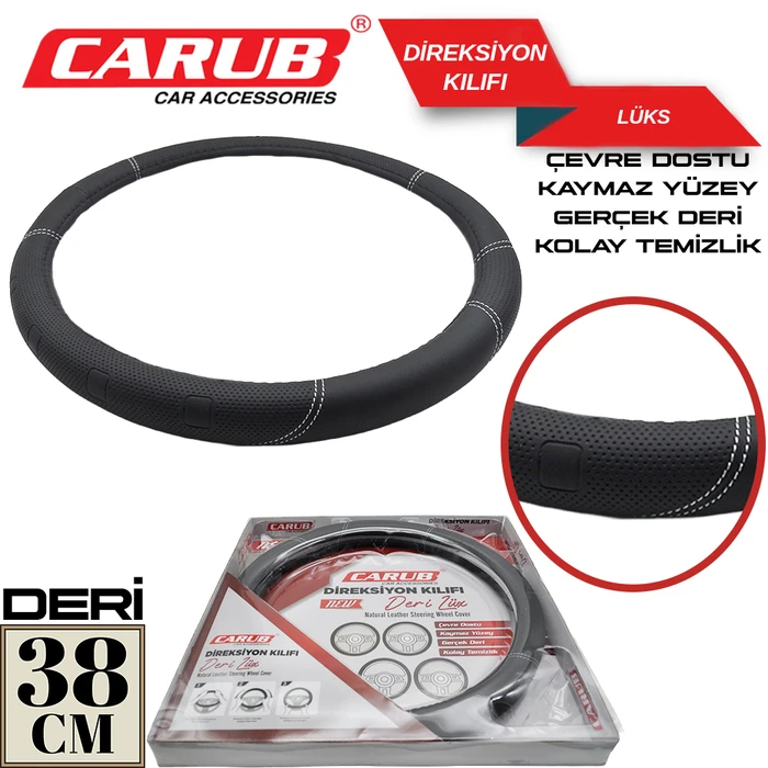 DiREKSiYON KILIFI GERÇEK DERi 38cm KUTULU SiYAH 1