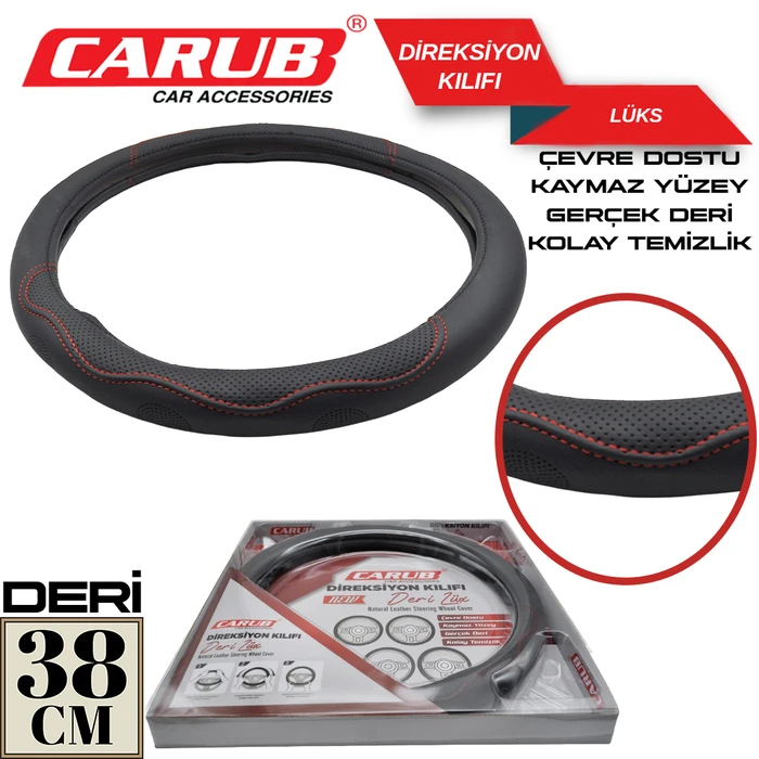 DiREKSiYON KILIFI GERÇEK DERi 38cm KUTULU SiYAH 1